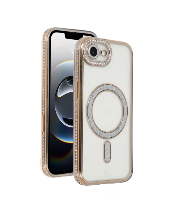 Apple İphone 16e Joke Simli Magneticsafe Kılıf - Gold