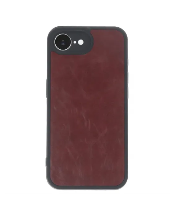 Apple İphone 16e Kılıf Aras Deri Kapak - Bordo