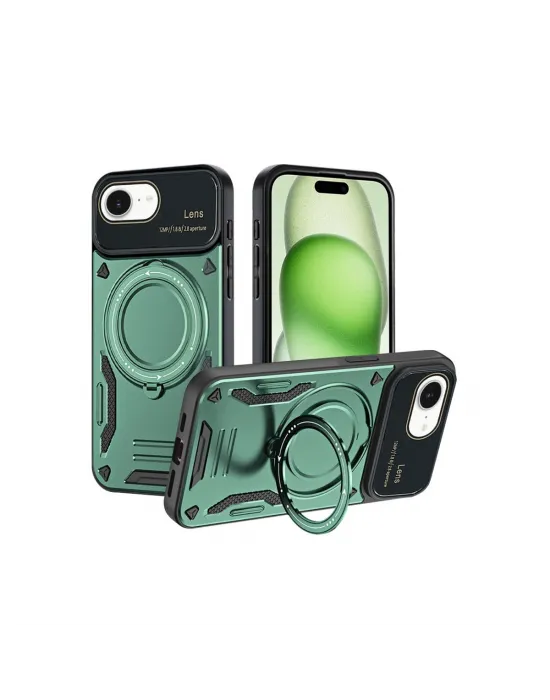Apple İphone 16e Kılıf Joy Lens Standlı Kapak - Koyu Yeşil