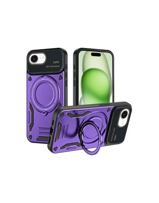 Apple İphone 16e Kılıf Joy Lens Standlı Kapak - Mor
