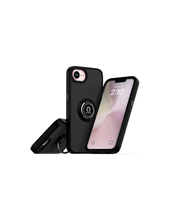 Apple İphone 16e Kılıf Montreal Yüzüklü Silikon Kapak - Siyah