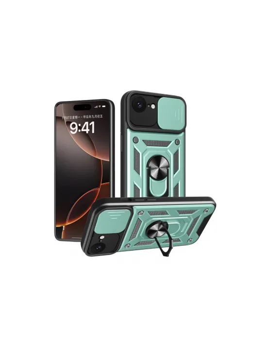 Apple İphone 16e Kılıf Pars Lens Yüzüklü Silikon - Yeşil
