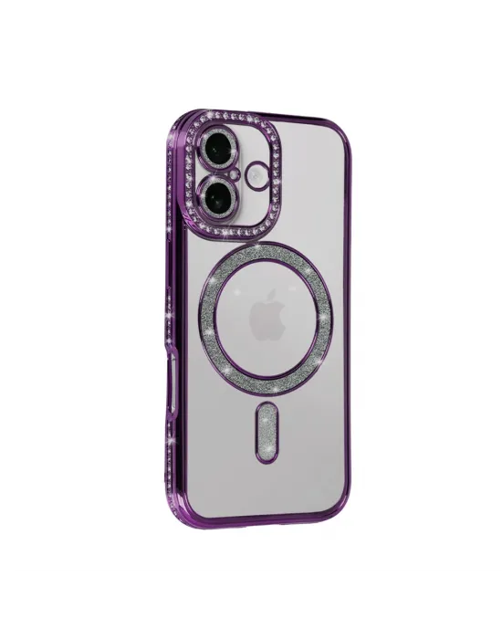 Apple İphone 17 Joke Simli Magneticsafe Kılıf - Derin Mor