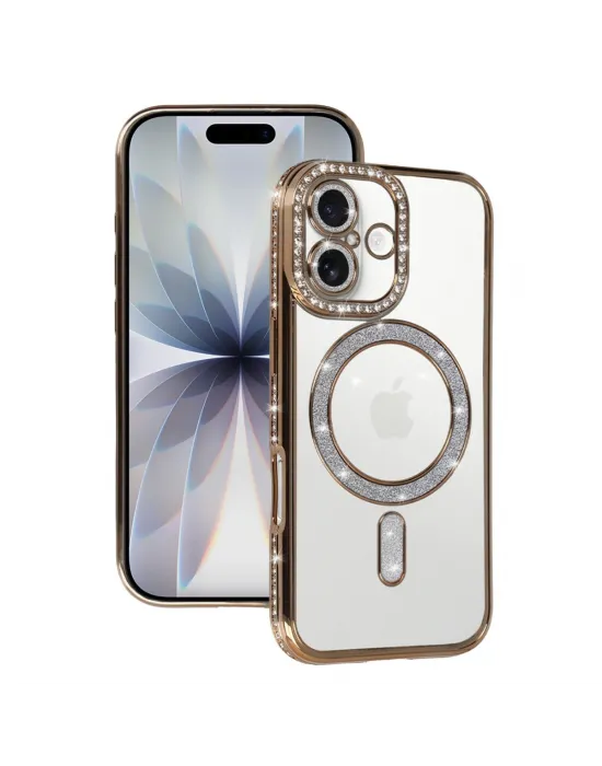 Apple İphone 17 Joke Simli Magneticsafe Kılıf - Gold