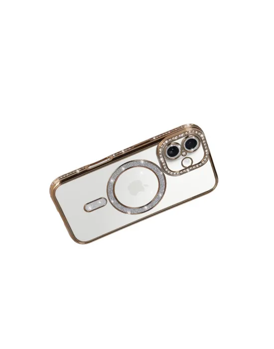 Apple İphone 17 Joke Simli Magneticsafe Kılıf - Gold