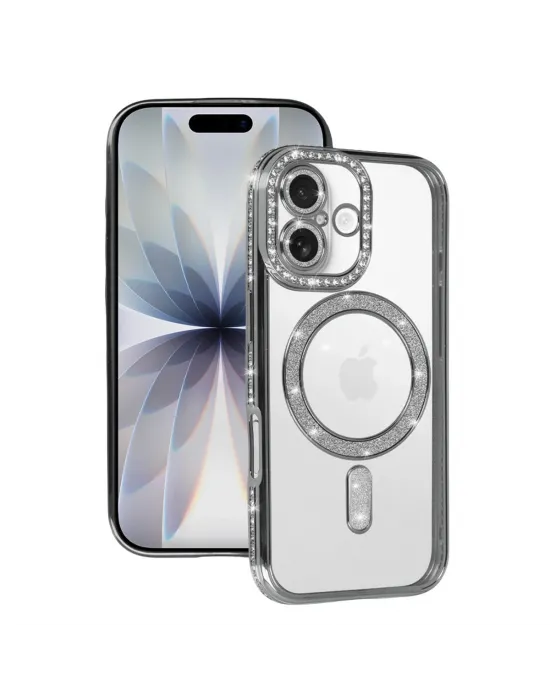 Apple İphone 17 Joke Simli Magneticsafe Kılıf - Gümüş