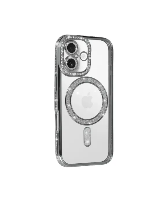 Apple İphone 17 Joke Simli Magneticsafe Kılıf - Gümüş