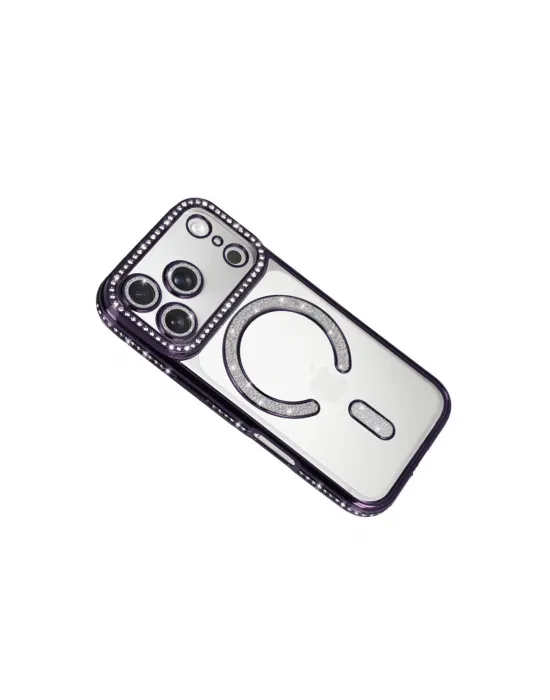 Apple İphone 17 Pro Joke Simli Magneticsafe Kılıf - Derin Mor