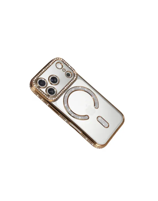 Apple İphone 17 Pro Joke Simli Magneticsafe Kılıf - Gold