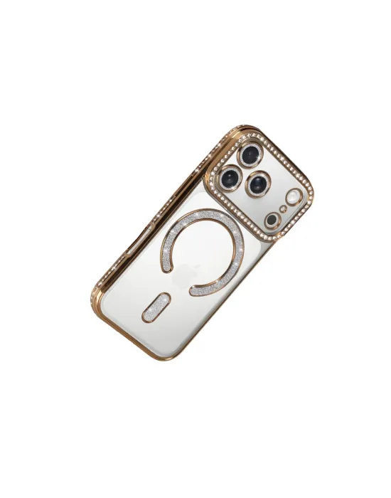 Apple İphone 17 Pro Joke Simli Magneticsafe Kılıf - Gold