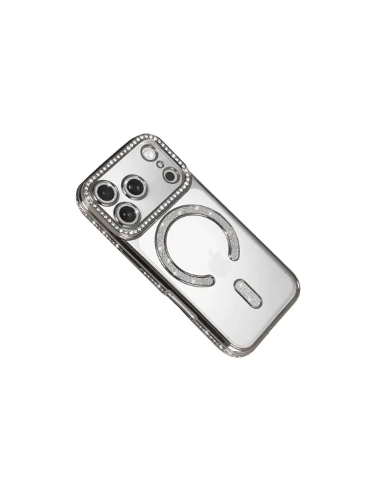 Apple İphone 17 Pro Joke Simli Magneticsafe Kılıf - Gümüş