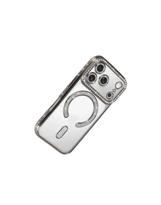 Apple İphone 17 Pro Joke Simli Magneticsafe Kılıf - Gümüş