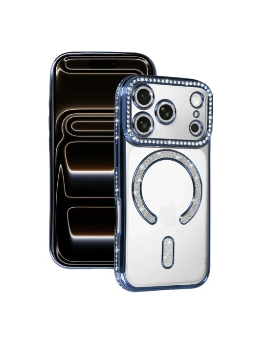Apple İphone 17 Pro Joke Simli Magneticsafe Kılıf - Mavi