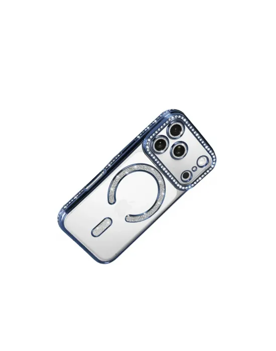 Apple İphone 17 Pro Joke Simli Magneticsafe Kılıf - Mavi