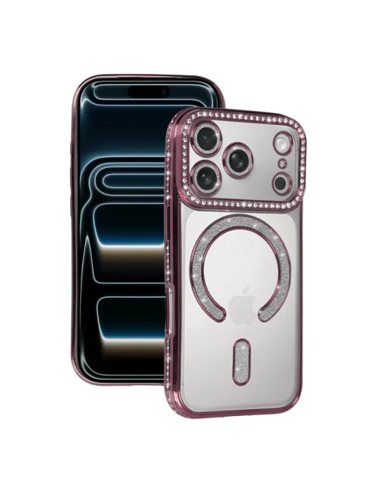 Apple İphone 17 Pro Joke Simli Magneticsafe Kılıf - Pembe