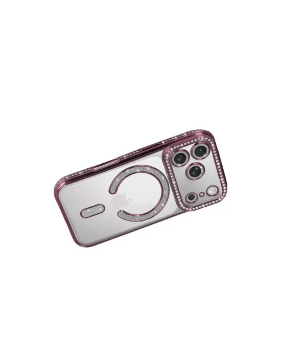 Apple İphone 17 Pro Joke Simli Magneticsafe Kılıf - Pembe