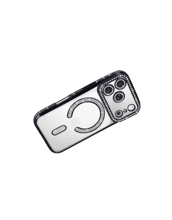Apple İphone 17 Pro Joke Simli Magneticsafe Kılıf - Siyah