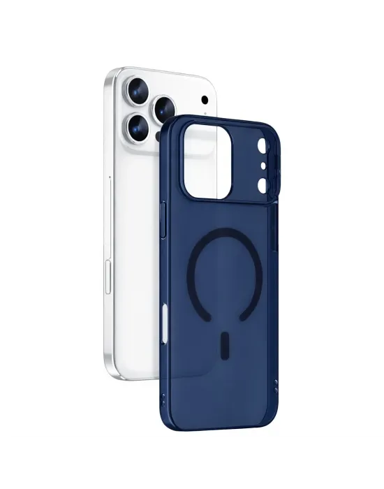 Apple İphone 17 Pro Max Combo Sert Şeffaf Magsafe Kapak - Mavi