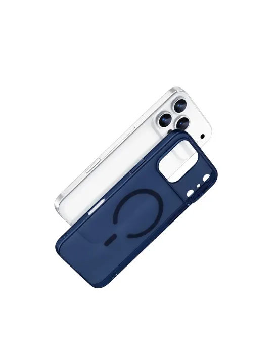 Apple İphone 17 Pro Max Combo Sert Şeffaf Magsafe Kapak - Mavi