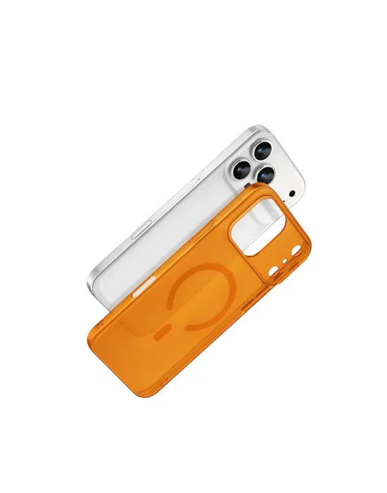 Apple İphone 17 Pro Max Combo Sert Şeffaf Magsafe Kapak - Turuncu
