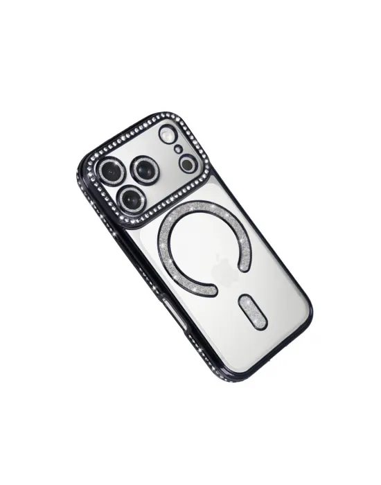 Apple İphone 17 Pro Max Joke Simli Magneticsafe Kılıf - Siyah
