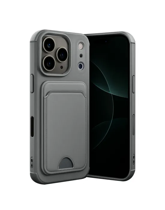 Apple İphone 17 Pro Max Kelvin Kartvizitli Silikon - Gri