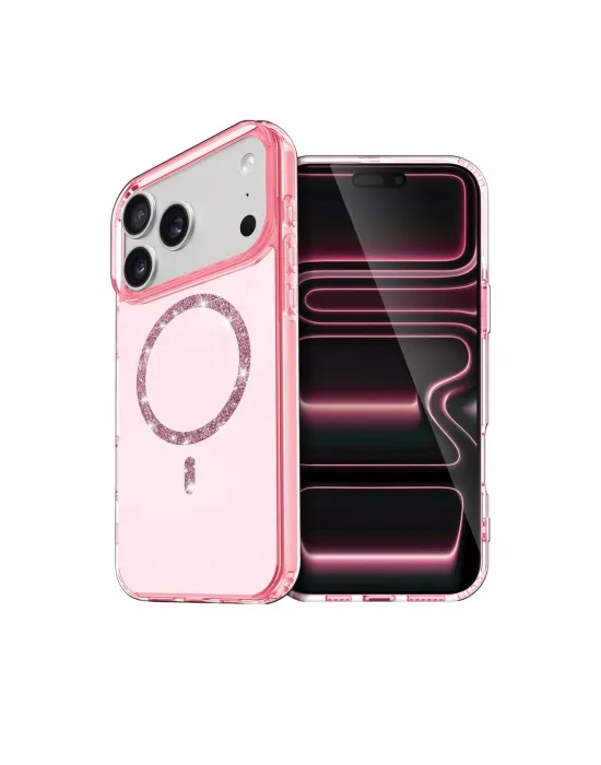 Apple İphone 17 Pro Max Live Diamond Magsafe Kapak - Pembe