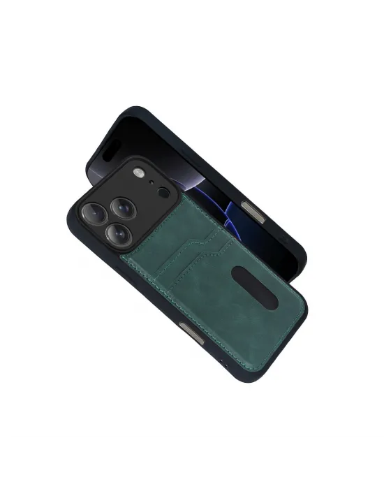 Apple İphone 17 Pro Max Sara Kartvizitli Deri Kılıf - Yeşil