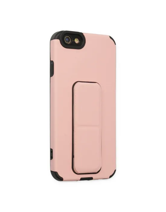 Apple İphone 6 Kılıf Mega Standlı Silikon - Pudra