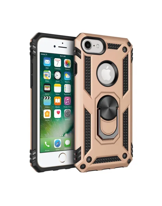 Apple İphone 7 Kılıf Sofya Yüzüklü Silikon Kapak - Gold