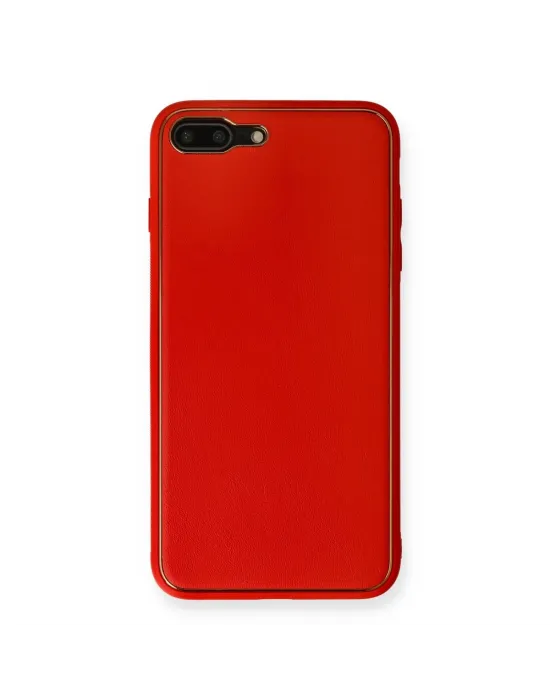 Apple İphone 7 Plus Kılıf Coco Deri Silikon Kapak - Kırmızı