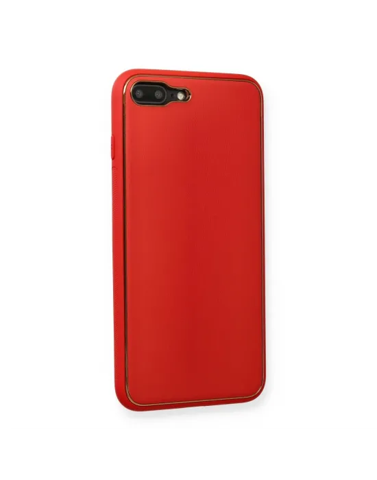 Apple İphone 7 Plus Kılıf Coco Deri Silikon Kapak - Kırmızı