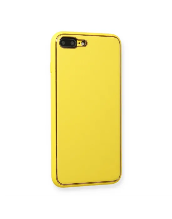 Apple İphone 7 Plus Kılıf Coco Deri Silikon Kapak - Sarı