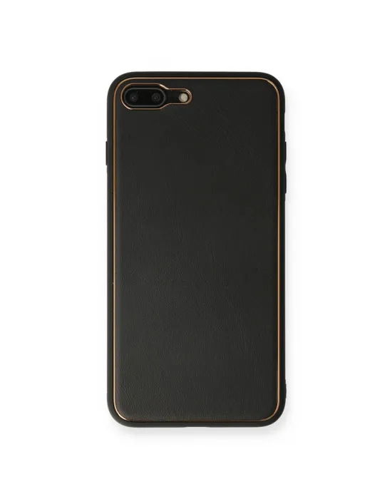 Apple İphone 7 Plus Kılıf Coco Deri Silikon Kapak - Siyah