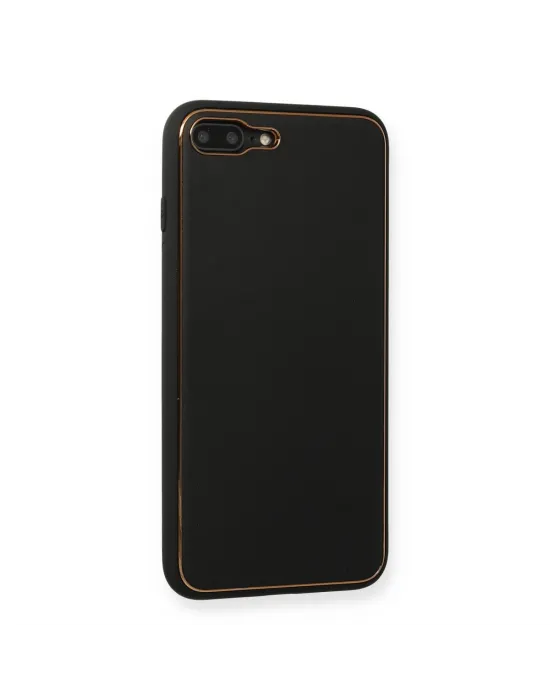 Apple İphone 7 Plus Kılıf Coco Deri Silikon Kapak - Siyah