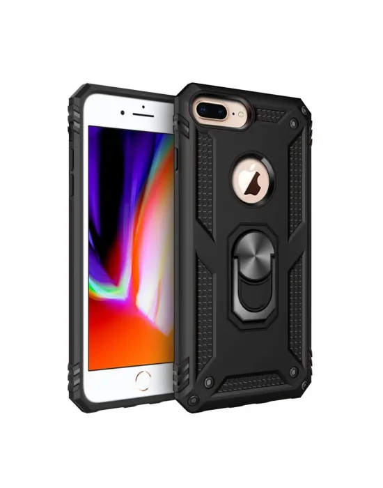 Apple İphone 7 Plus Kılıf Sofya Yüzüklü Silikon Kapak - Siyah