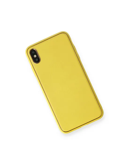 Apple İphone Xs Max Kılıf Coco Deri Silikon Kapak - Sarı
