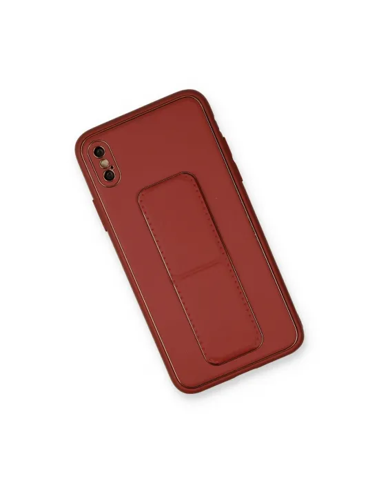 Apple İphone Xs Max Kılıf Coco Deri Standlı Kapak - Fuşya