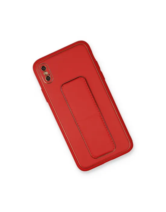 Apple İphone Xs Max Kılıf Coco Deri Standlı Kapak - Kırmızı