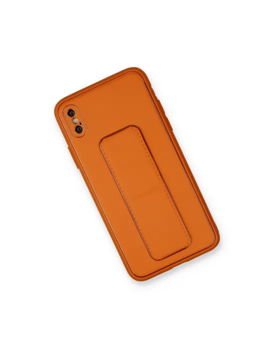 Apple İphone Xs Max Kılıf Coco Deri Standlı Kapak - Turuncu