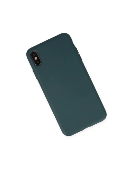 Apple İphone Xs Max Kılıf Nano İçi Kadife Silikon - Koyu Yeşil