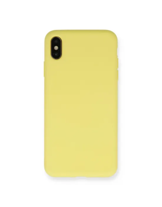 Apple İphone Xs Max Kılıf Nano İçi Kadife Silikon - Mat Sarı