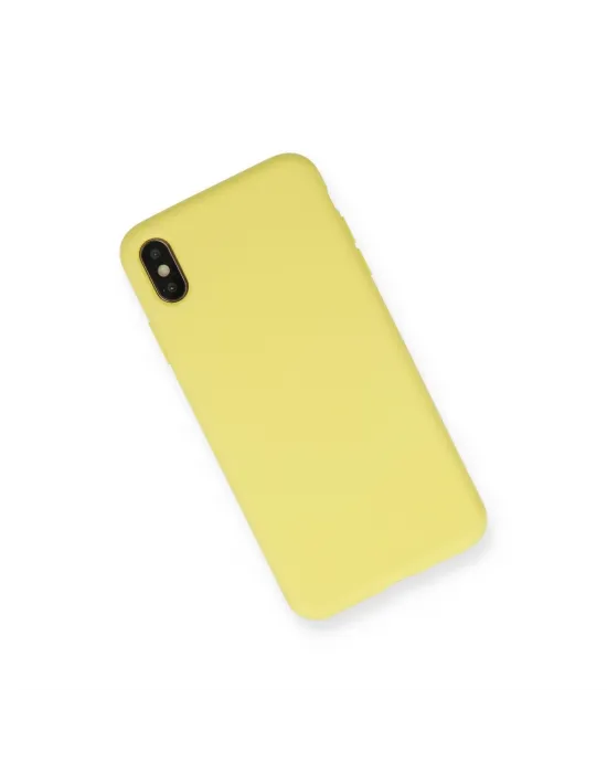 Apple İphone Xs Max Kılıf Nano İçi Kadife Silikon - Mat Sarı