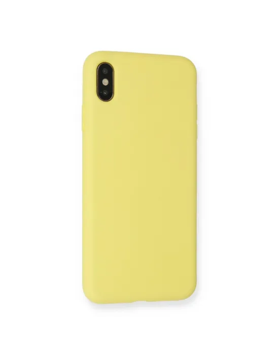 Apple İphone Xs Max Kılıf Nano İçi Kadife Silikon - Mat Sarı