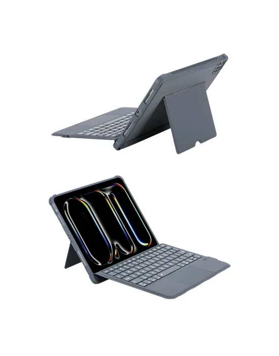 Apple T5504d İpad Pro 11 (2024) Kılıf Palermo Ledli Klavyeli Standlı Tablet Kılıfı - Siyah