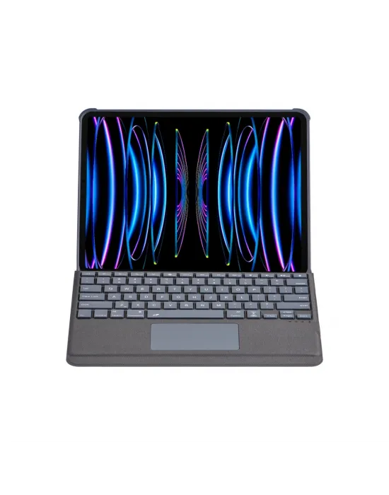 Apple T5509d İpad Pro 12.9 (2022) Kılıf Palermo Ledli Klavyeli Standlı Tablet Kılıfı - Siyah