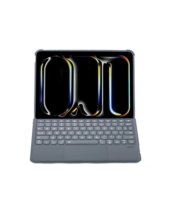 Apple T5510d İpad Pro 13 (2024) Kılıf Palermo Ledli Klavyeli Standlı Tablet Kılıfı - Siyah