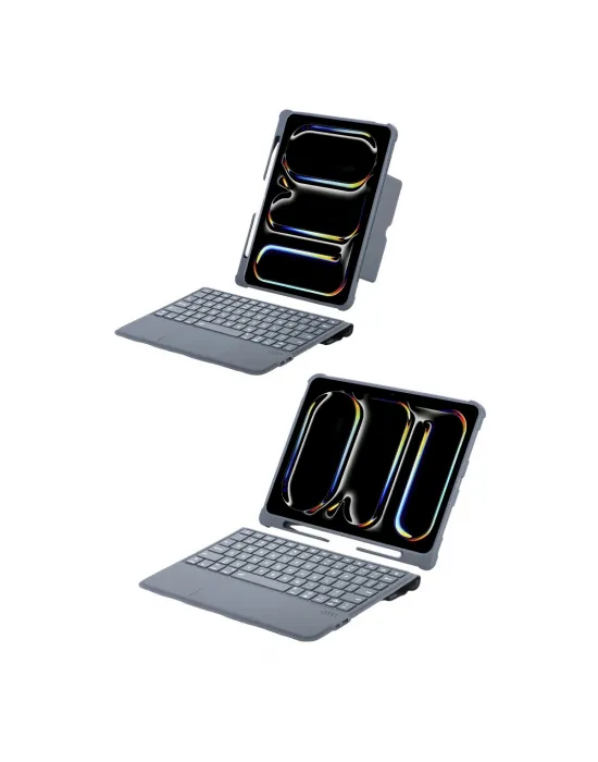 Apple T5510d İpad Pro 13 (2024) Kılıf Palermo Ledli Klavyeli Standlı Tablet Kılıfı - Siyah