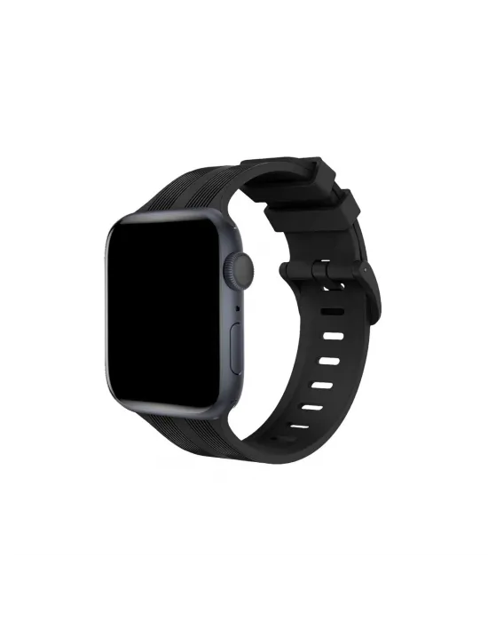 Apple Watch 38mm Kr408 Çizgili Silikon Kordon (saat Değildir) - Siyah