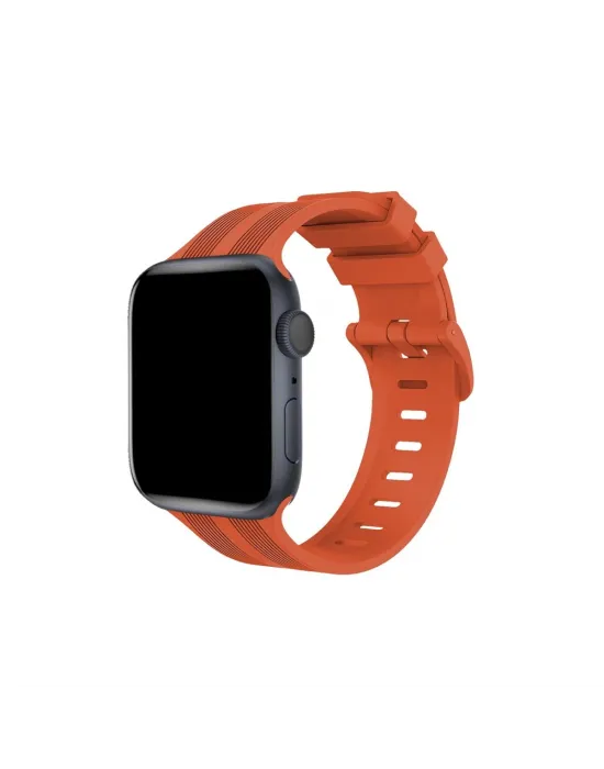 Apple Watch 38mm Kr408 Çizgili Silikon Kordon (saat Değildir) - Turuncu